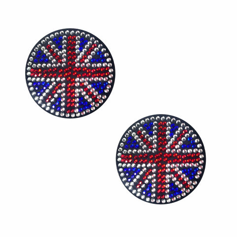 neva nude YEAH BABY Black Union Jack Crystal Reusable Silicone Nipple Cover Pasties