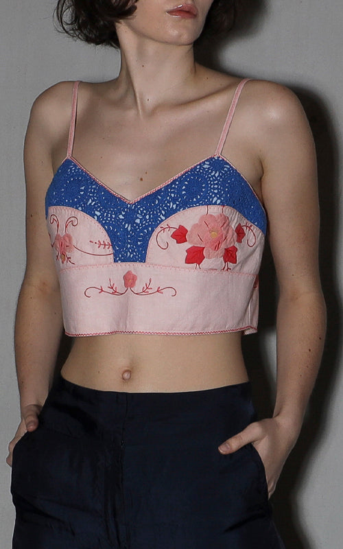 Nevenka Armour Bralette Pink Floral Crochet