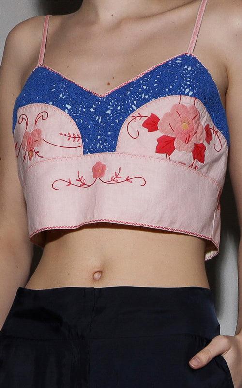 nevenka armour bralette pink floral crochet