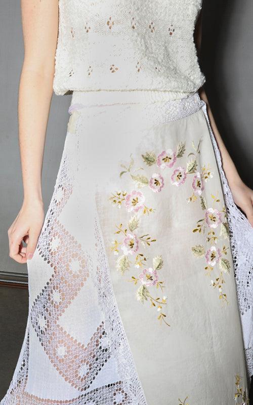 Nevenka Floral Hand Embroidery Silk Apron