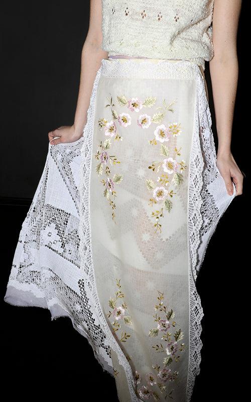 nevenka floral hand embroidery silk apron