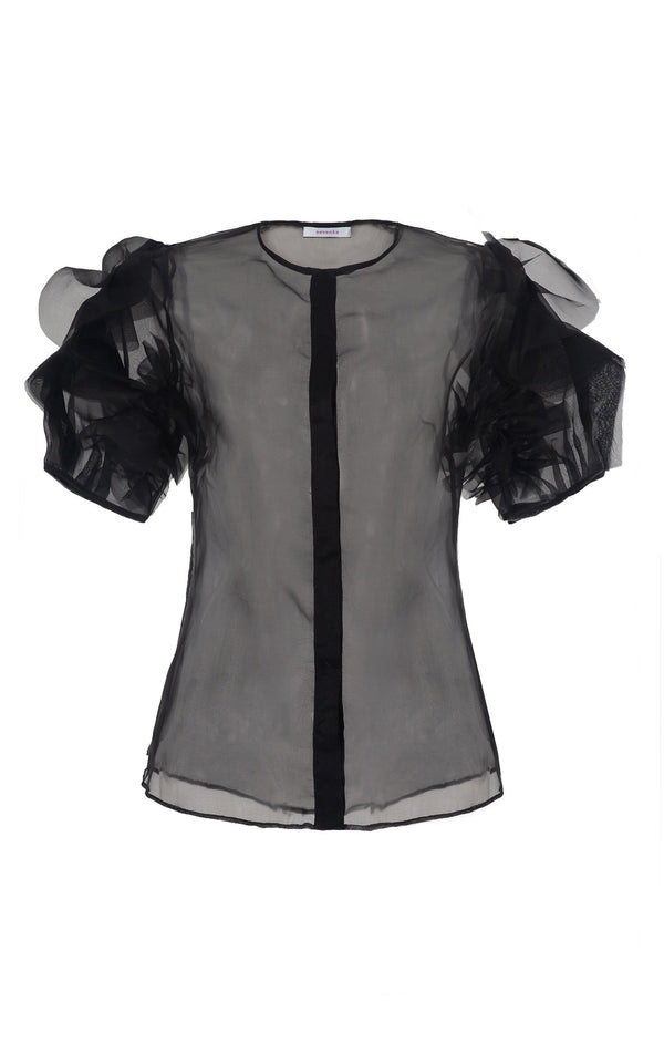 nevenka she who heals black silk organza blouse
