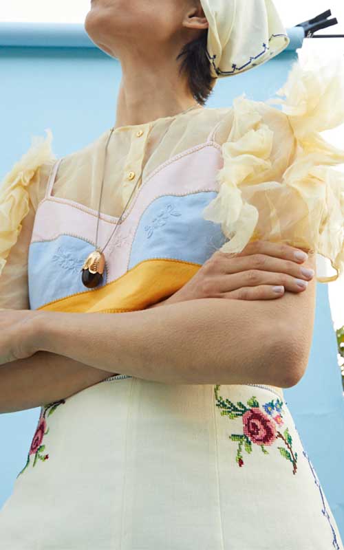 nevenka she who heals ruffle sleeve blouse