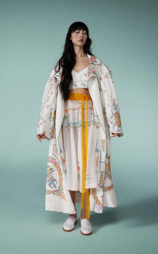 nevenka silk floral hand embroidery full circle skirt