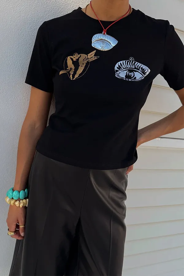 Never Fully Dressed Black Deloris Foil Baby T Shirt