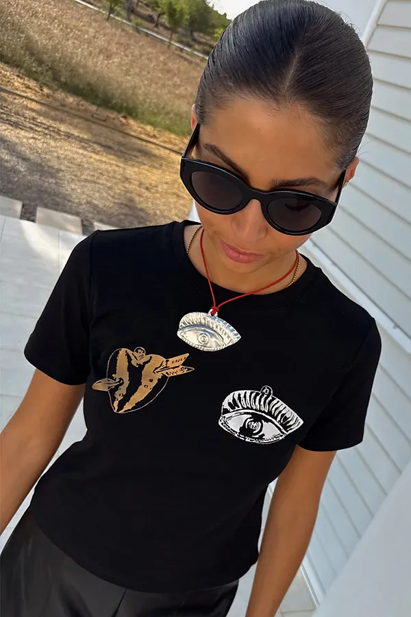 Never Fully Dressed Black Deloris Foil Baby T Shirt