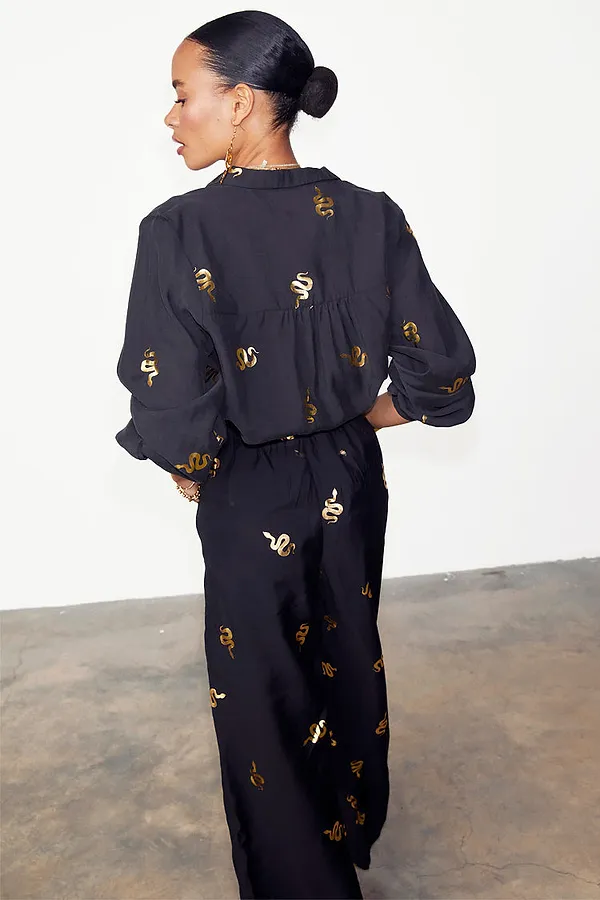 Never Fully Dressed Black Gold Snake Elissa Trousers