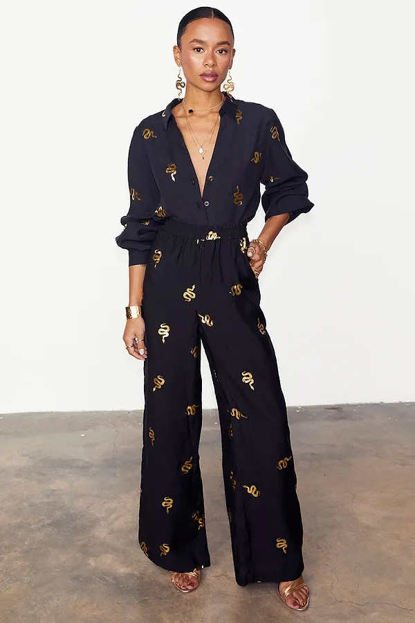 never fully dressed Black Gold Snake Elissa Trousers