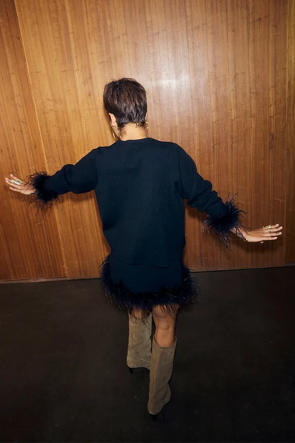Never Fully Dressed Black Jamie Jumper With Feather Trim