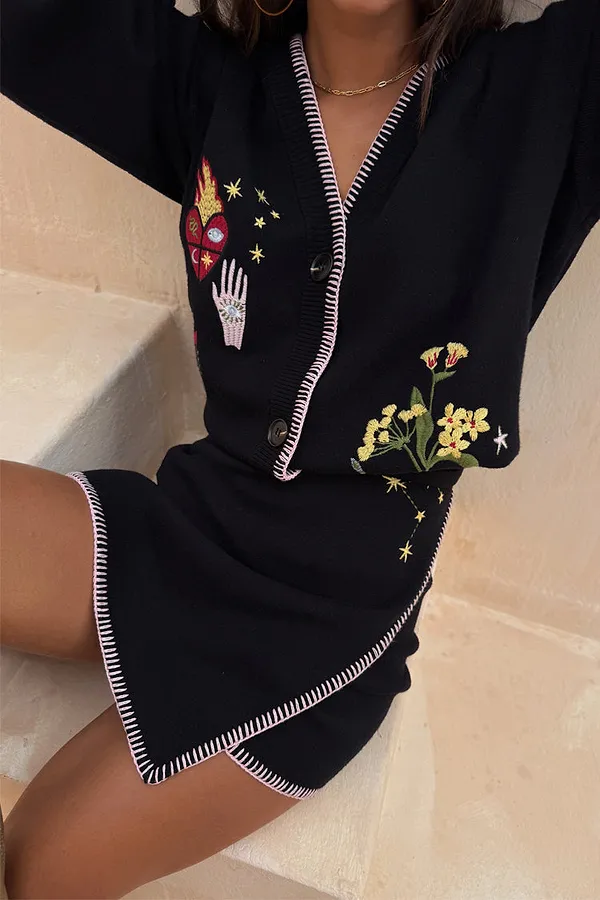 never fully dressed Black Night Garden Mini Wrap Skirt