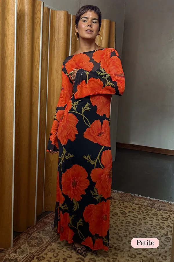 never fully dressed Black Poppy Aria Mesh Dress Petite