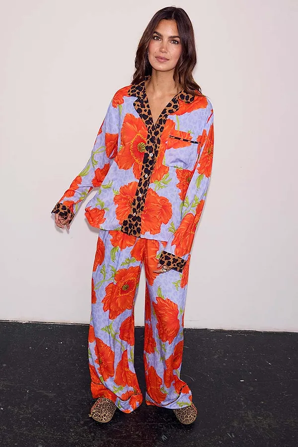 never fully dressed Blue Poppy Print Button Through Pyjamas