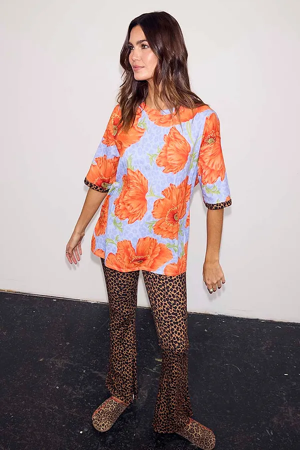 Never Fully Dressed Blue Poppy Print Jersey Pyjamas