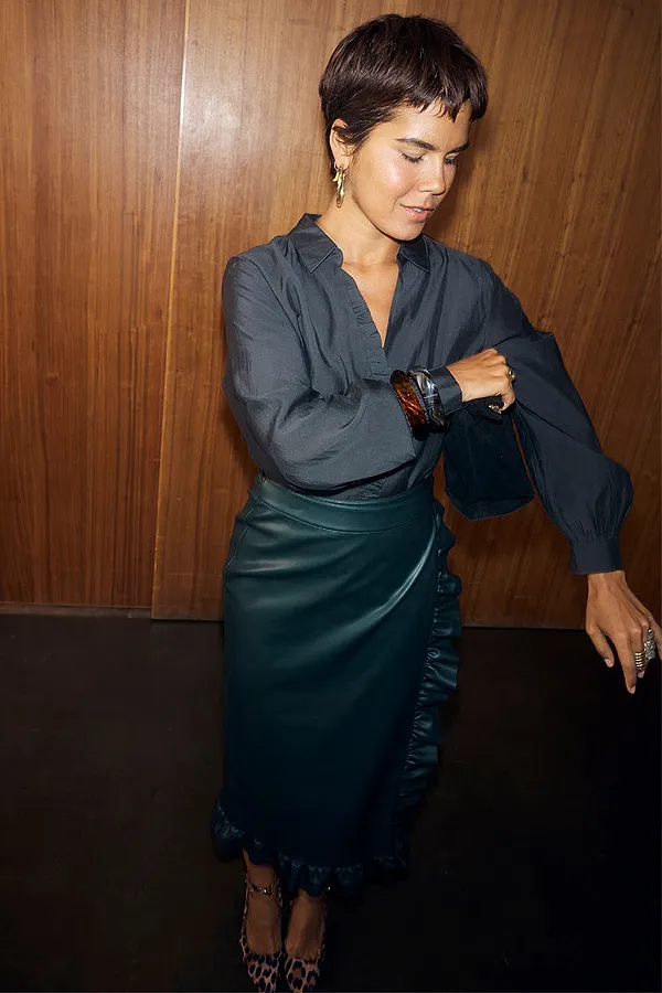 Never Fully Dressed Bottle Green Ruffle Miley Shirt