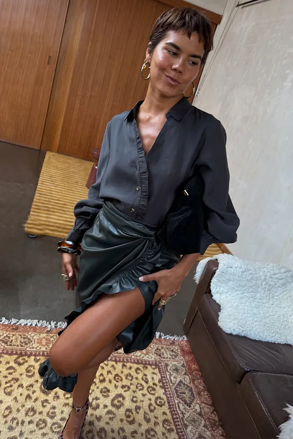 never fully dressed Bottle Green Ruffle Miley Shirt