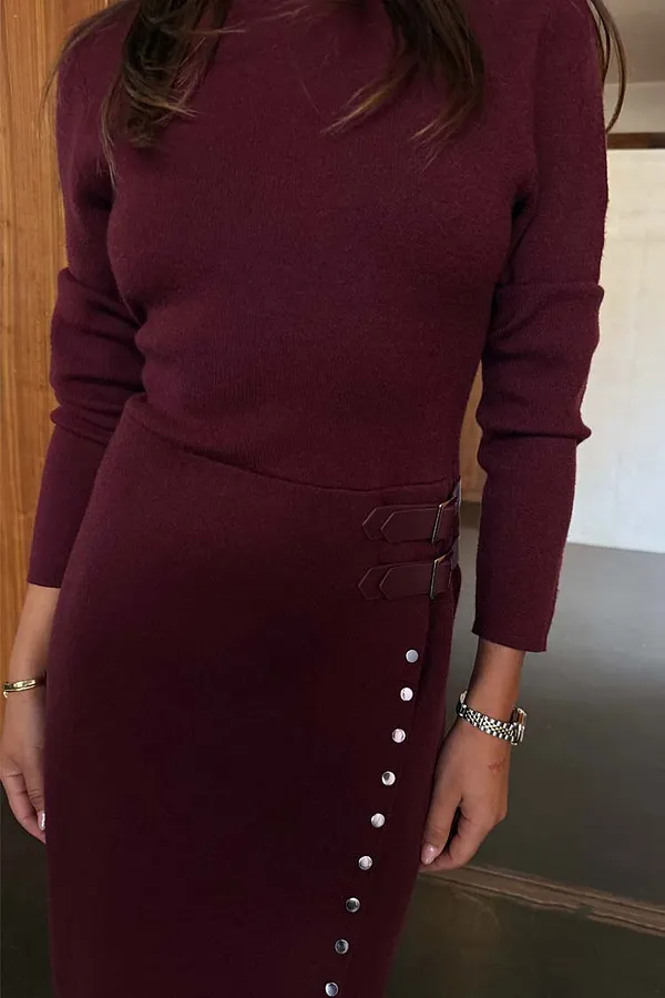 Never Fully Dressed Burgundy Stud Sammie Mini Dress