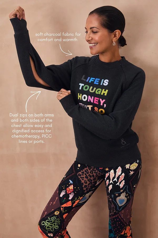 Never Fully Dressed Charcoal Life Is Tough Honey Sweatshirt