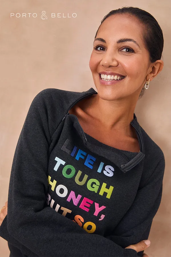 never fully dressed Charcoal Life is Tough Honey Sweatshirt