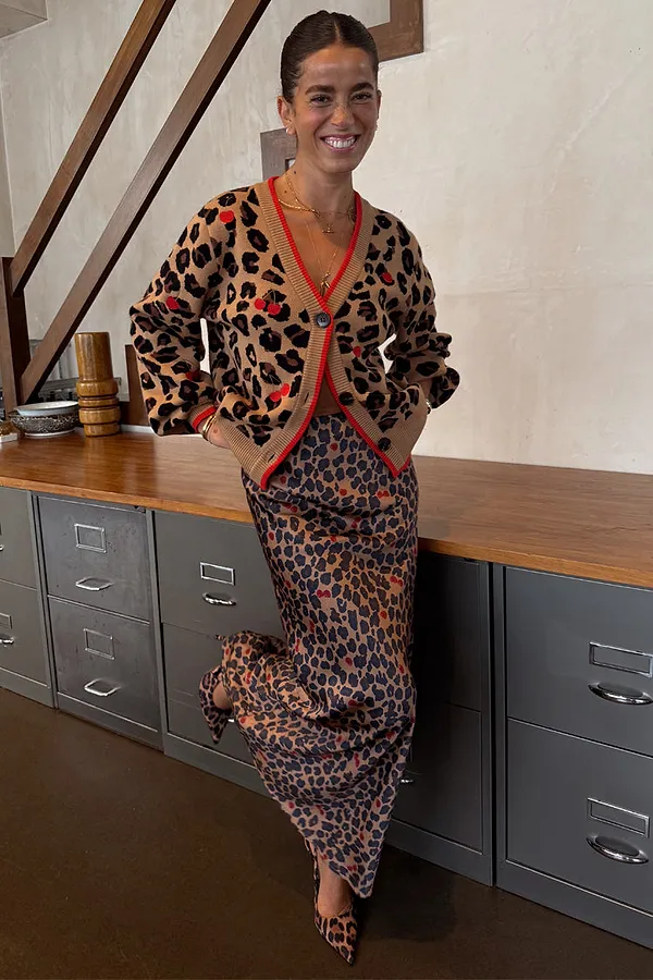 Never Fully Dressed Cherry Leopard Dorris Skirt Petite