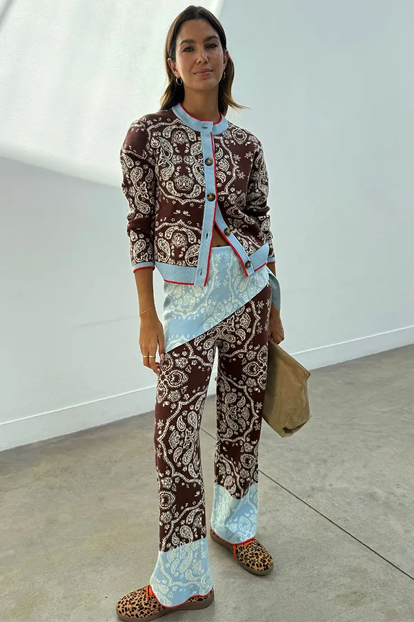 Never Fully Dressed Chocolate Bandana Wide Leg Trousers