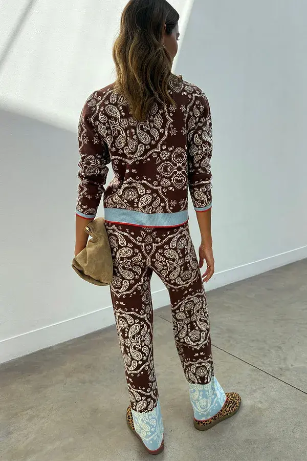 Never Fully Dressed Chocolate Bandana Wide Leg Trousers