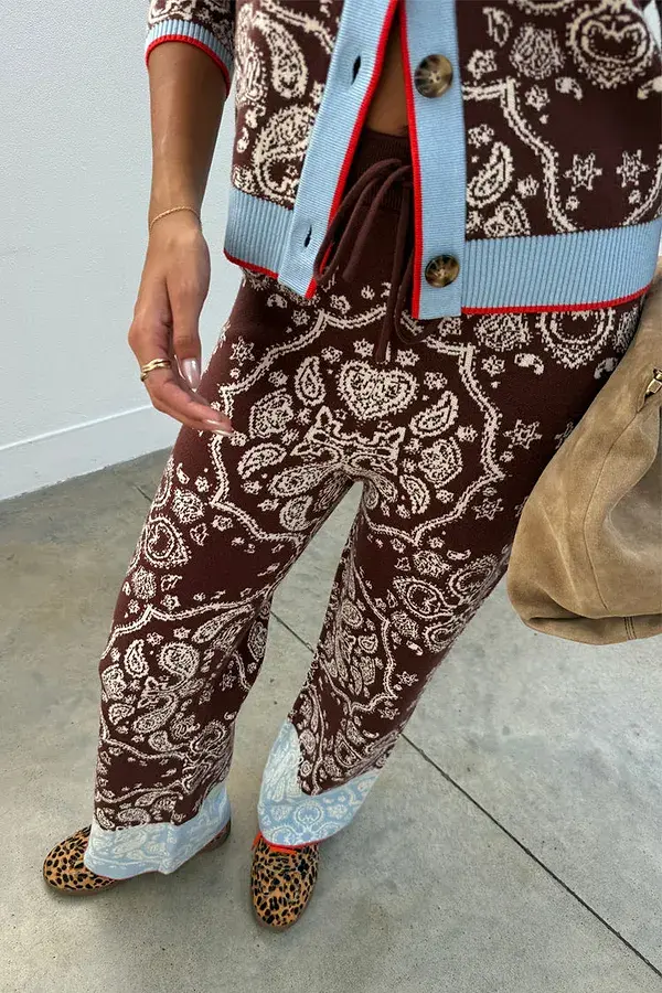 never fully dressed Chocolate Bandana Wide Leg Trousers