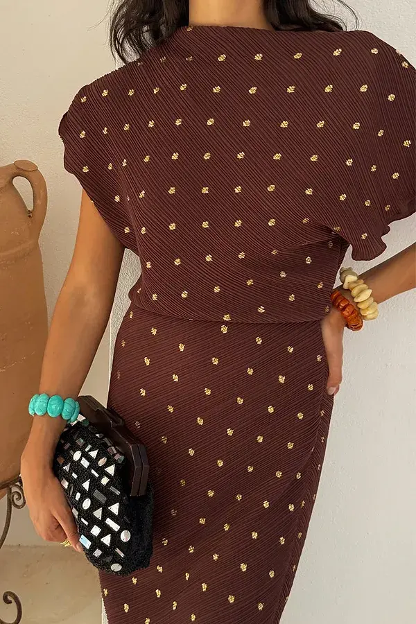 Never Fully Dressed Chocolate Plisse Desiree Dress Petite