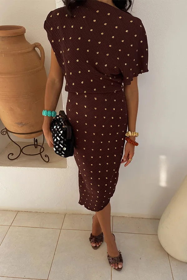 Never Fully Dressed Chocolate Plisse Desiree Dress Petite