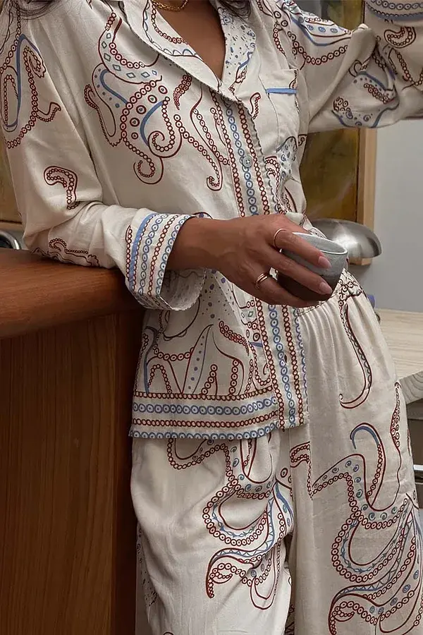 never fully dressed Cream Octopus Button Through Pyjamas