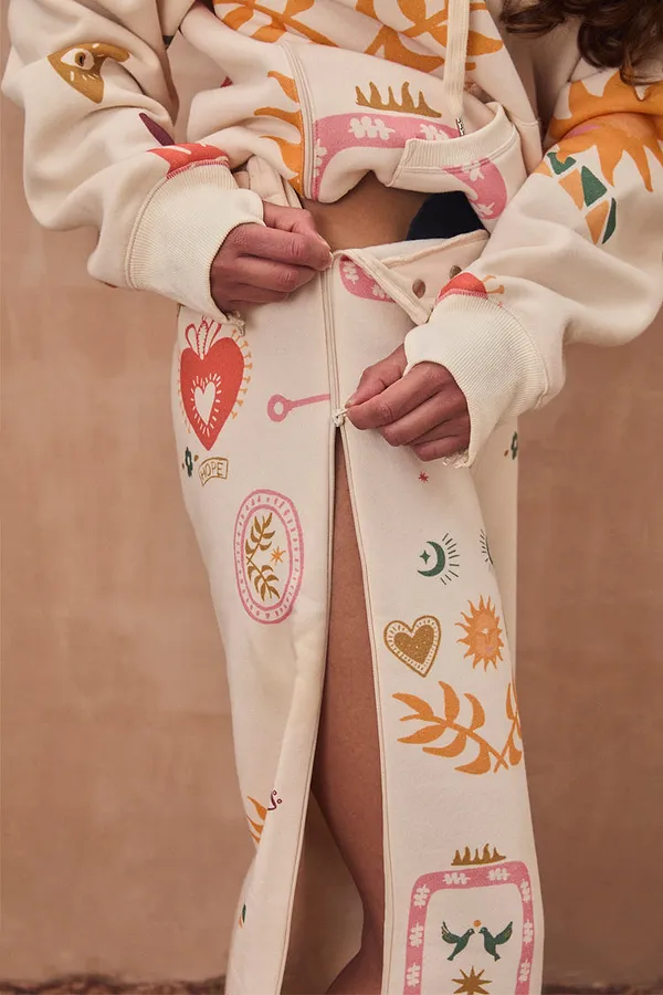 Never Fully Dressed Cream Sundazed Wide Leg Accessible Joggers