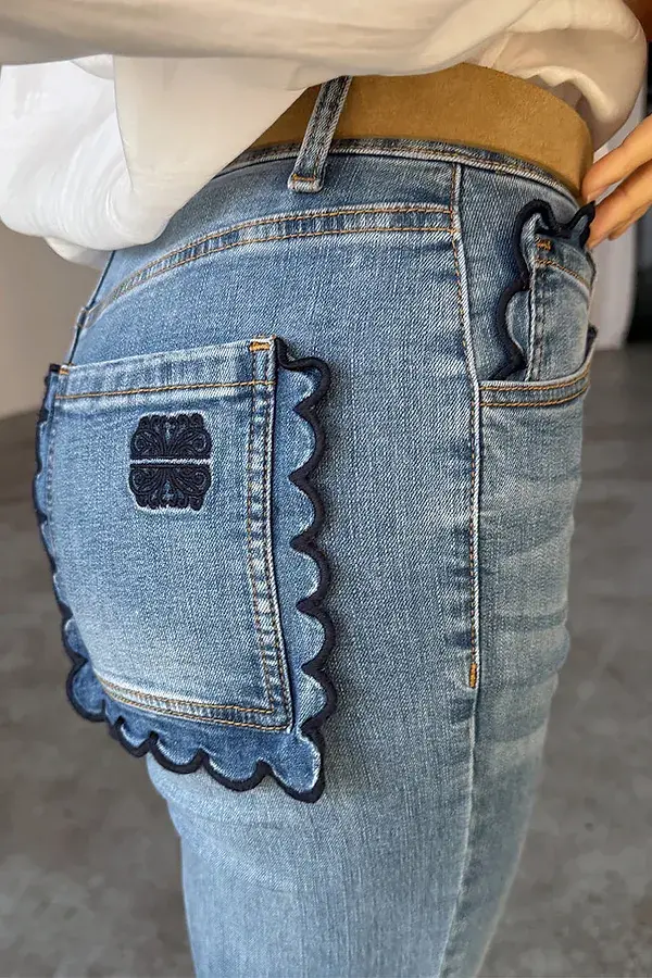 Never Fully Dressed Denim Flare Scallop Jean Petite