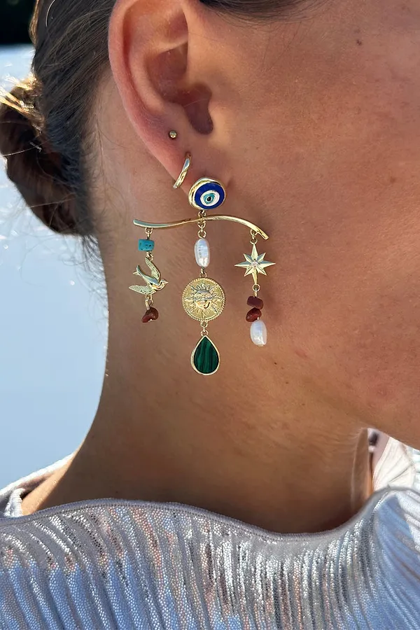 never fully dressed Gold Plated Balearic Charm Earring