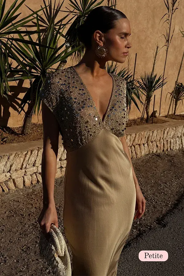 never fully dressed Gold Sequin Elodie Dress Petite