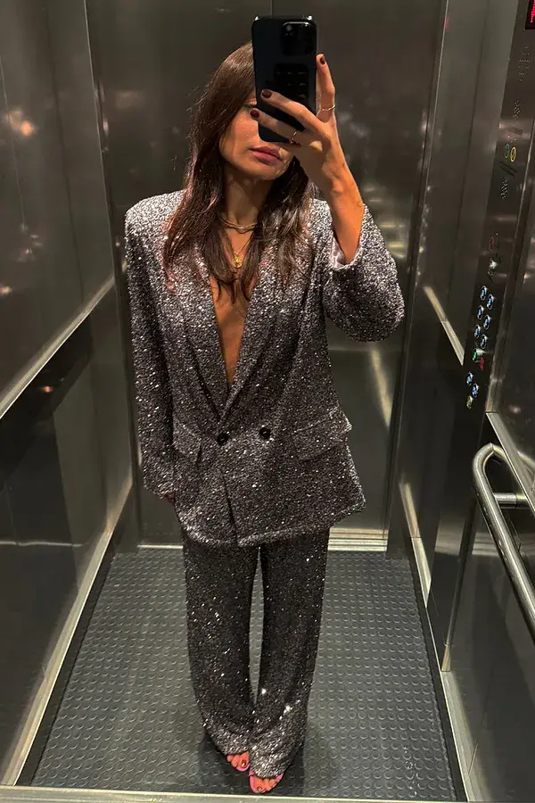 Never Fully Dressed Gunmetal Sequin Freddie Trousers