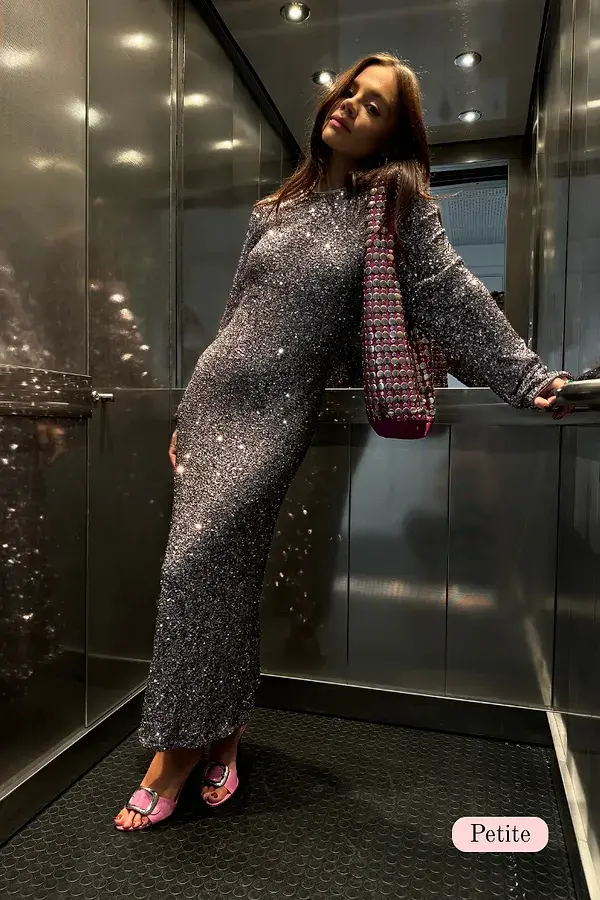 never fully dressed Gunmetal Sequin Soho Dress Petite