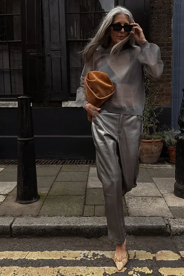 Never Fully Dressed Gunmetal Vegan Leather Trousers