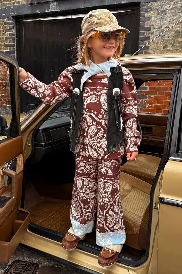 never fully dressed Kids Chocolate Bandana Knitted Set