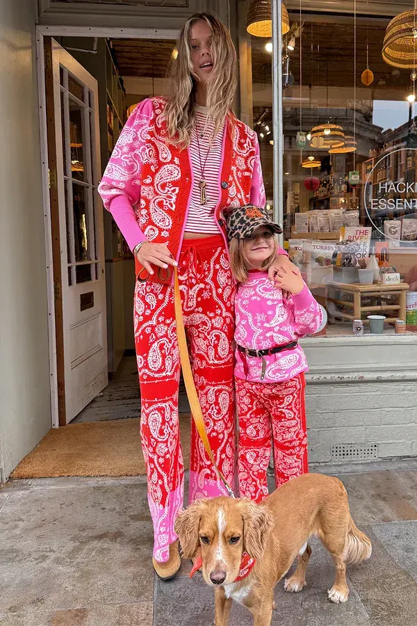 Never Fully Dressed Kids Red And Pink Bandana Knitted Set