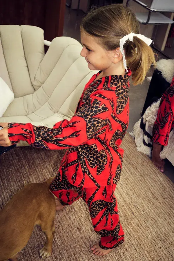 Never Fully Dressed Kids Red Bow Cotton Button Through Pyjamas