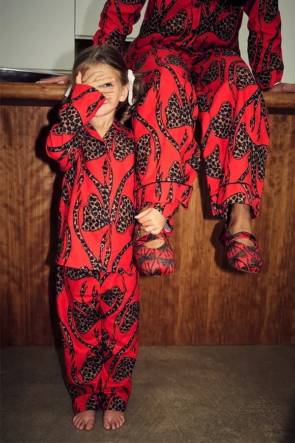 never fully dressed Kids Red Bow Cotton Button Through Pyjamas