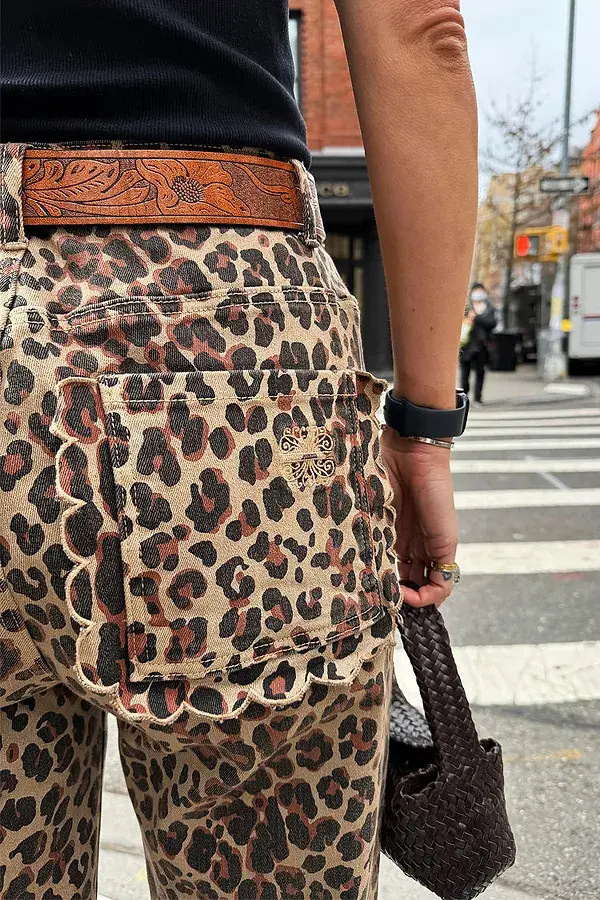 Never Fully Dressed Leopard Lucia Scallop Detail Jeans