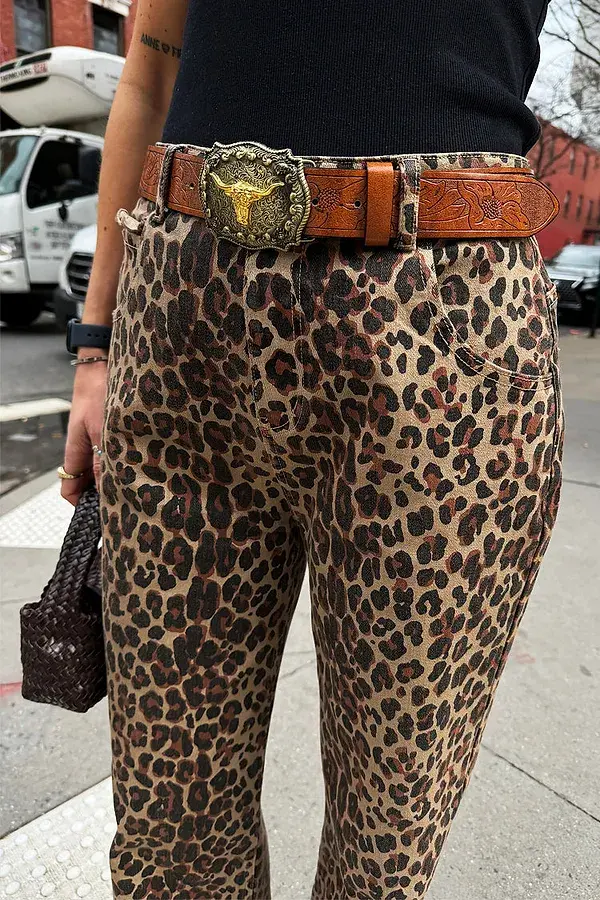 Never Fully Dressed Leopard Lucia Scallop Detail Jeans
