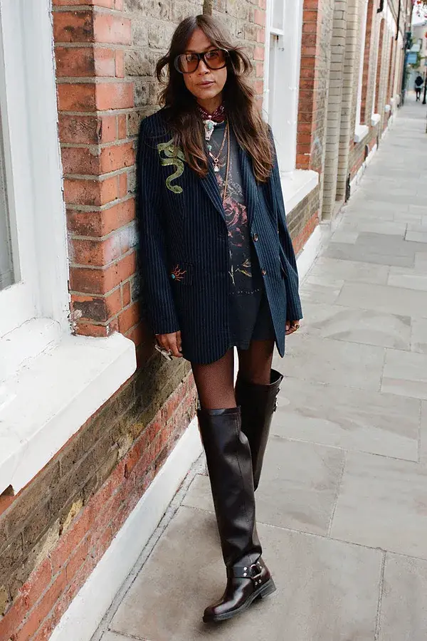 never fully dressed Navy Pinstripe Taylor Blazer Petite