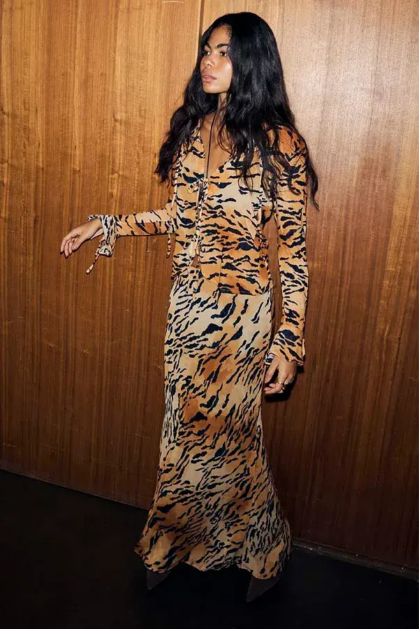 Never Fully Dressed Animal Sheer Maxi Skirt