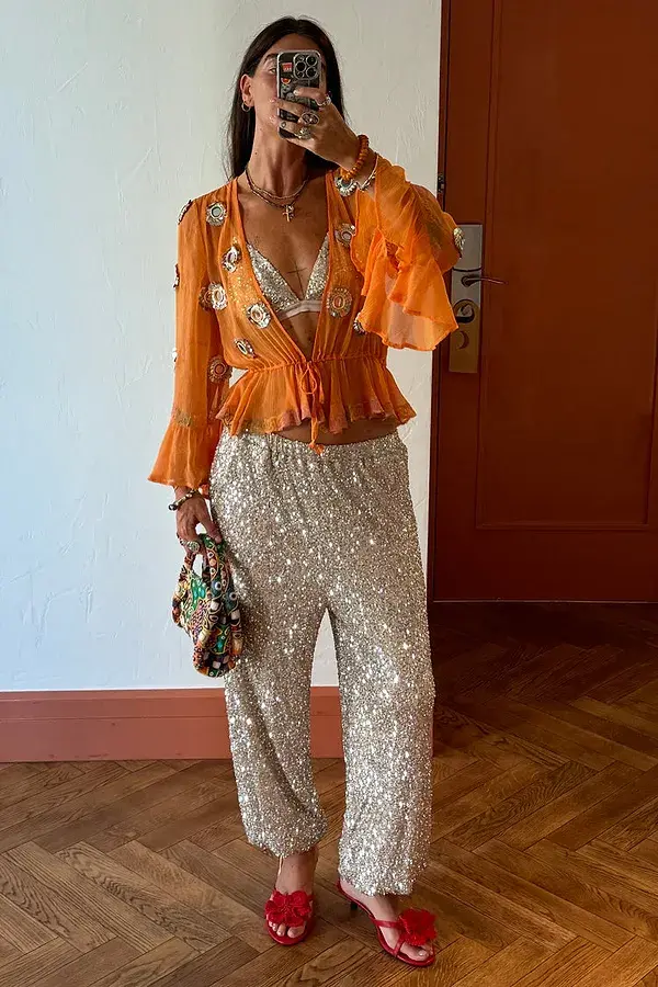 Never Fully Dressed Apricot Embellished Top