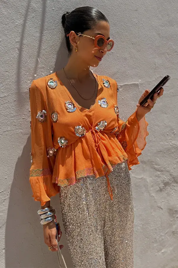 Never Fully Dressed Apricot Embellished Top