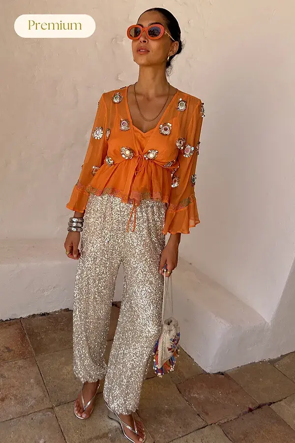 never fully dressed Apricot Embellished Top