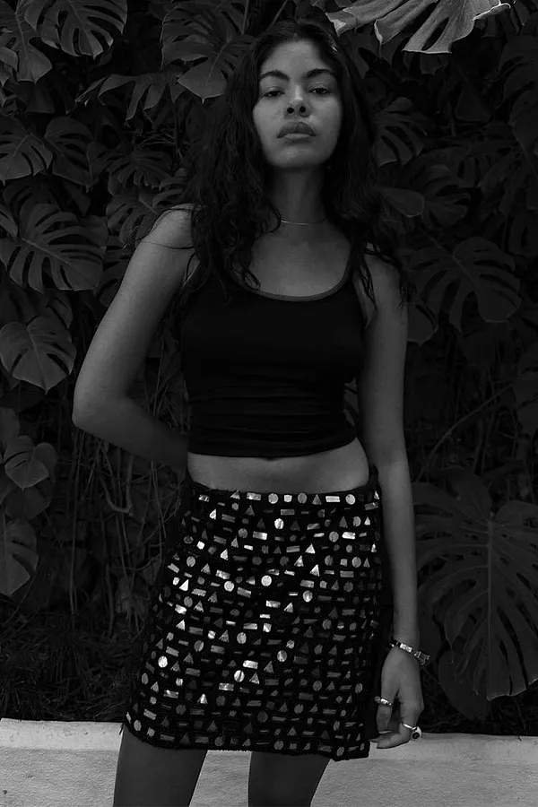 Never Fully Dressed Black Beaded Mirror Skirt