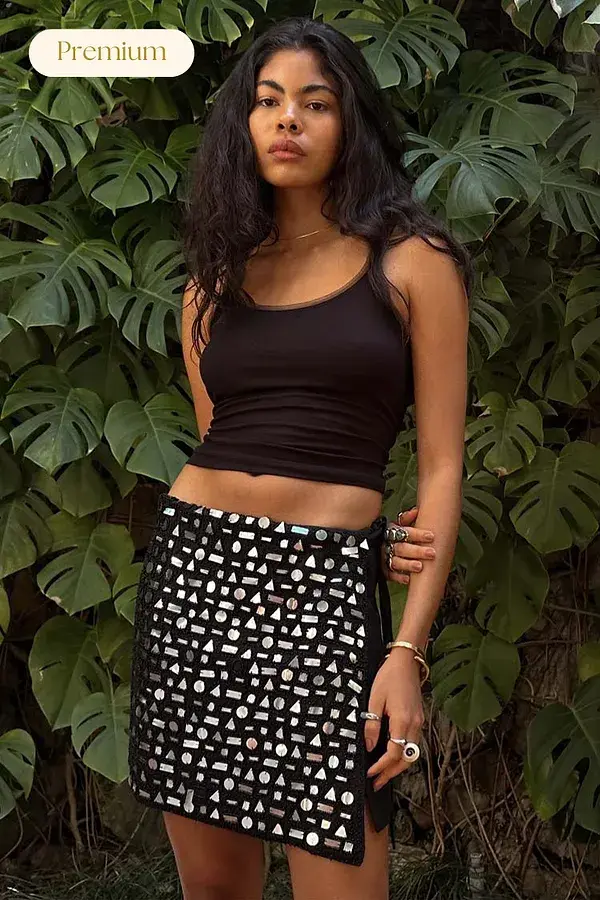 never fully dressed Black Beaded Mirror Skirt