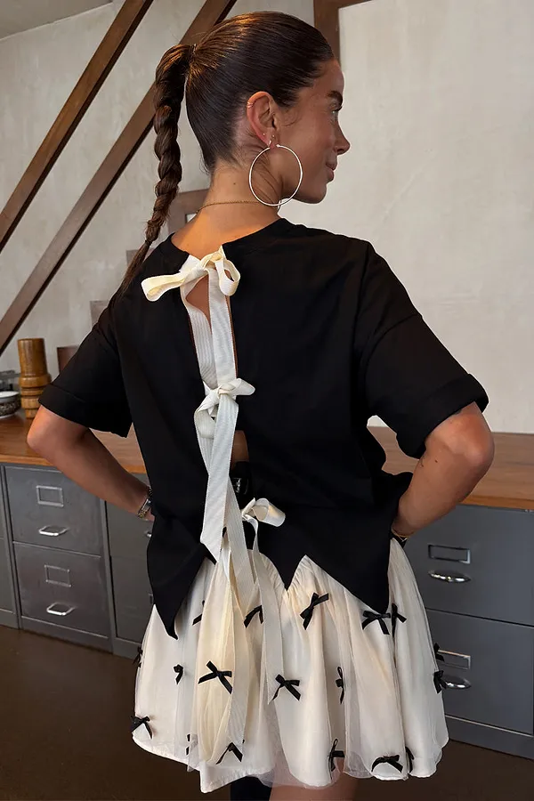never fully dressed Black Bow Back T-Shirt